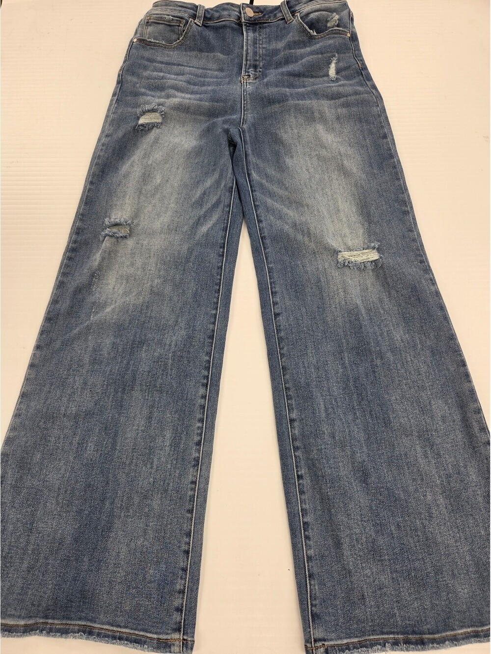 Risen Jeans Women's Wide-Leg Distressed Denim Jeans Size 13/31